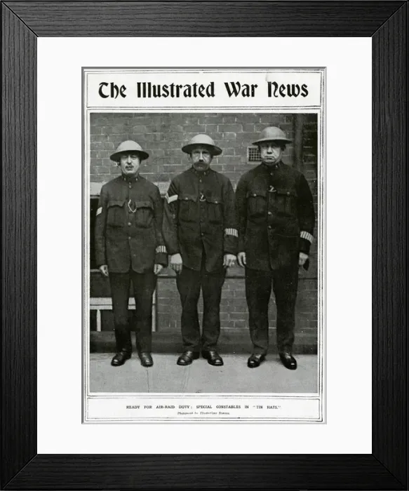 Framed Print : Special Constables in tin hats, Illustrated War News, WW1 Framed Print : Special Constables in tin hats, Illustrated War News, WW1