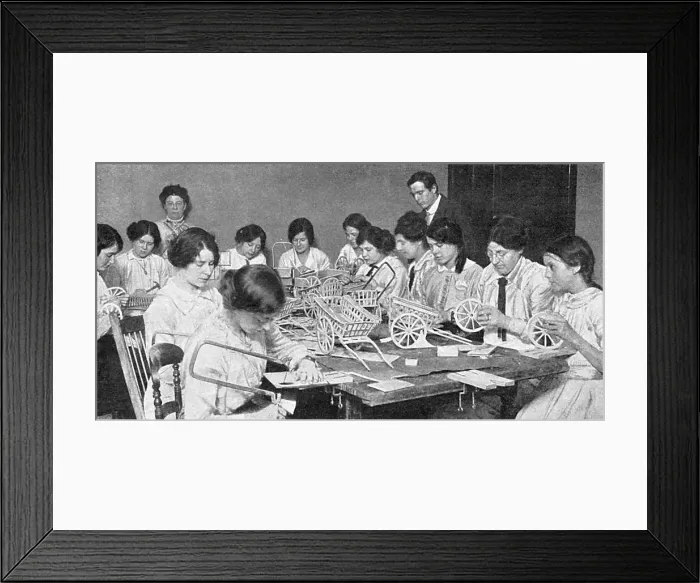 Framed Print : Womens Emergency Corps making toys, WW1 Framed Print : Womens Emergency Corps making toys, WW1
