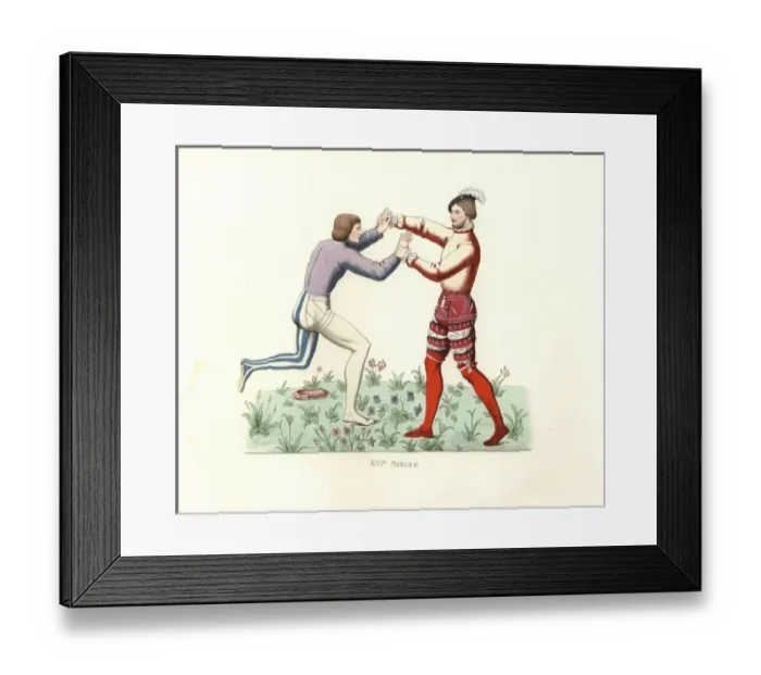 Framed Print : French wrestlers, 16th century Champion in Framed Print : French wrestlers, 16th century Champion in