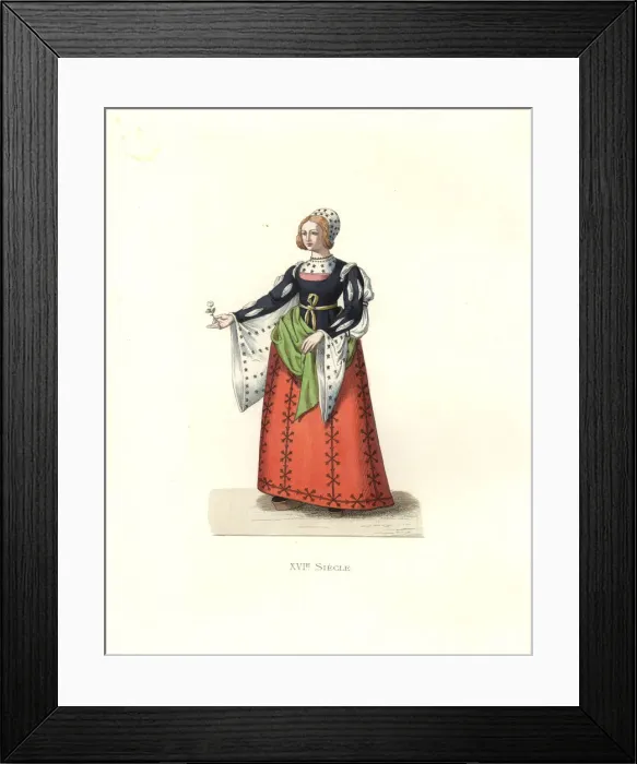 Framed Print : Woman of Burgos, Spain, 16th century, in a Framed Print : Woman of Burgos, Spain, 16th century, in a