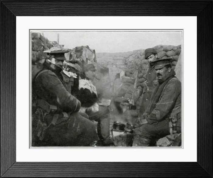 Framed Print : After a meal in a British trench 1915 Framed Print : After a meal in a British trench 1915