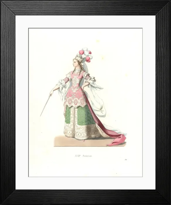 Framed Print : Costume of an Italian noble woman, 14th century Framed Print : Costume of an Italian noble woman, 14th century