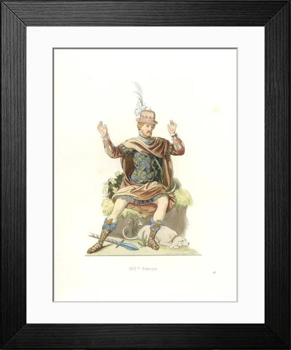 Framed Print : French gentleman in ancient costume, 17th century Framed Print : French gentleman in ancient costume, 17th century