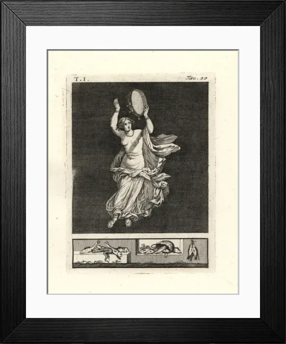 Framed Print : Bacchant dancer striking a tympanum or tambourine Framed Print : Bacchant dancer striking a tympanum or tambourine