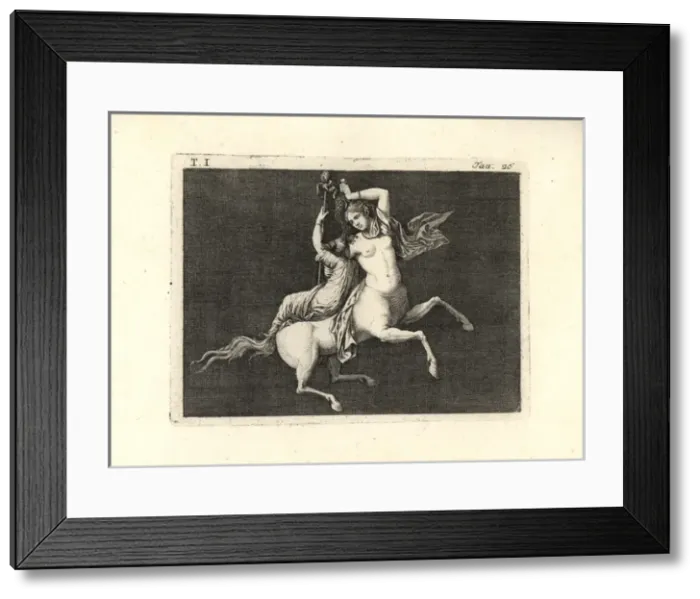 Framed Print : Female centaur and bacchant carrying a thyrsus or staff Framed Print : Female centaur and bacchant carrying a thyrsus or staff