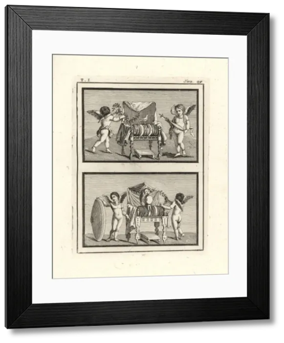 Framed Print : Two seats for Venus and Mars found in Resina in 1748 Framed Print : Two seats for Venus and Mars found in Resina in 1748