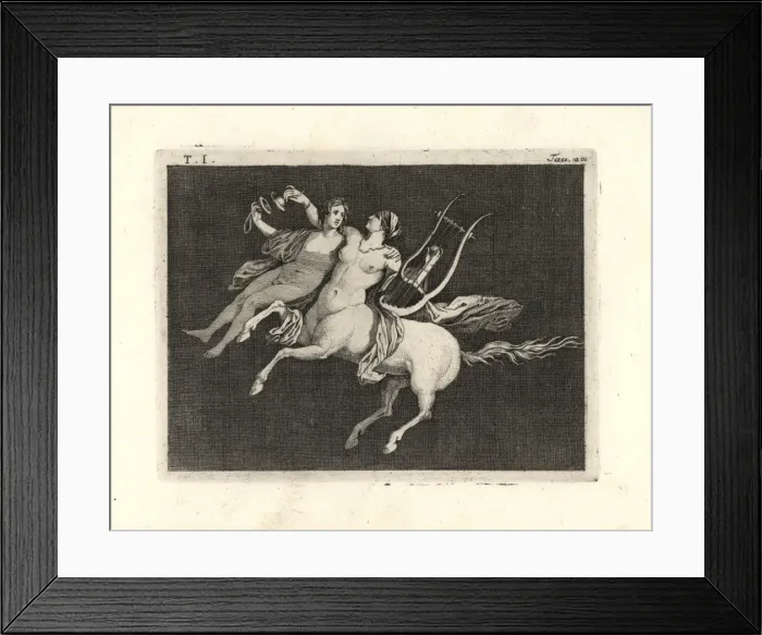 Framed Print : Centauress carrying a young man, playing Framed Print : Centauress carrying a young man, playing