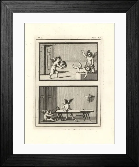 Framed Print : Cupids or genii playing games Framed Print : Cupids or genii playing games