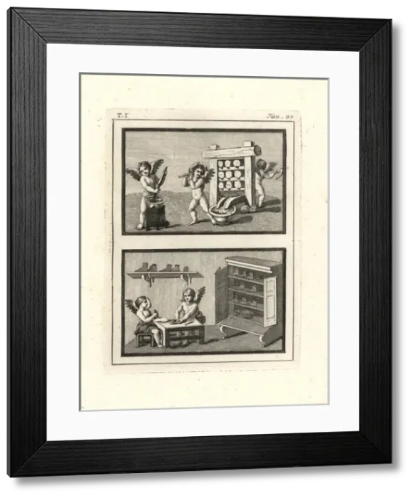 Framed Print : Vignettes of Cupids playing at trades or professions Framed Print : Vignettes of Cupids playing at trades or professions