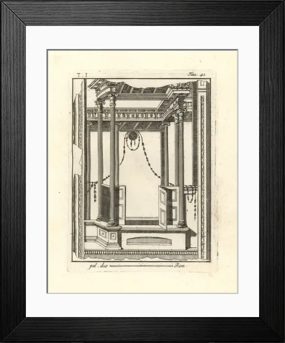 Framed Print : Portal, with columns, walls or plutei, cornices and portico Framed Print : Portal, with columns, walls or plutei, cornices and portico