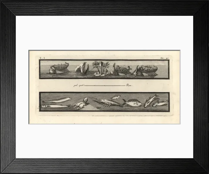 Framed Print : Naval battle between Bireme warships manned Framed Print : Naval battle between Bireme warships manned