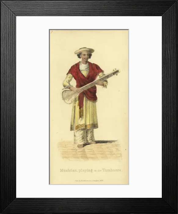 Framed Print : Indian man playing the tumboora (guitar) Framed Print : Indian man playing the tumboora (guitar)