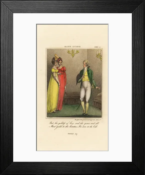 Framed Print : Regency gentleman and two elegant ladies at a ball Framed Print : Regency gentleman and two elegant ladies at a ball