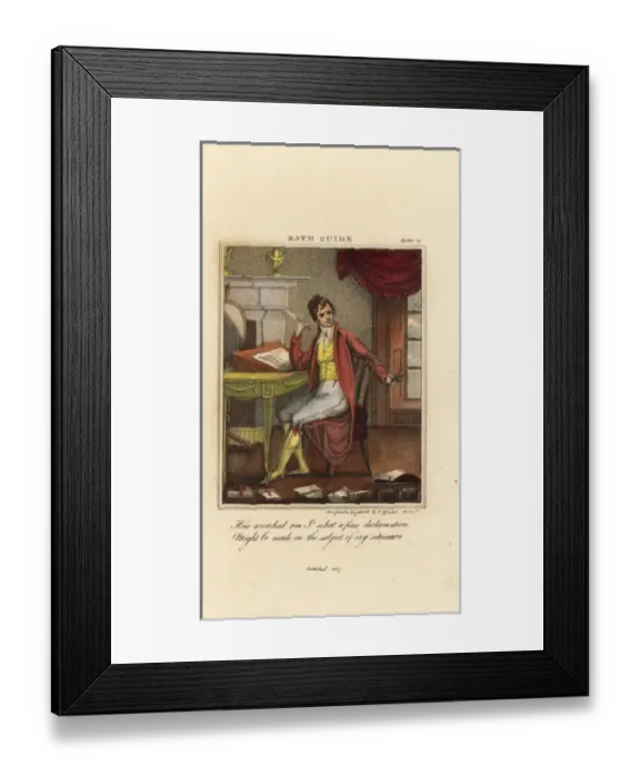 Framed Print : Regency gentleman seated at an ecritoire with a feather pen Framed Print : Regency gentleman seated at an ecritoire with a feather pen