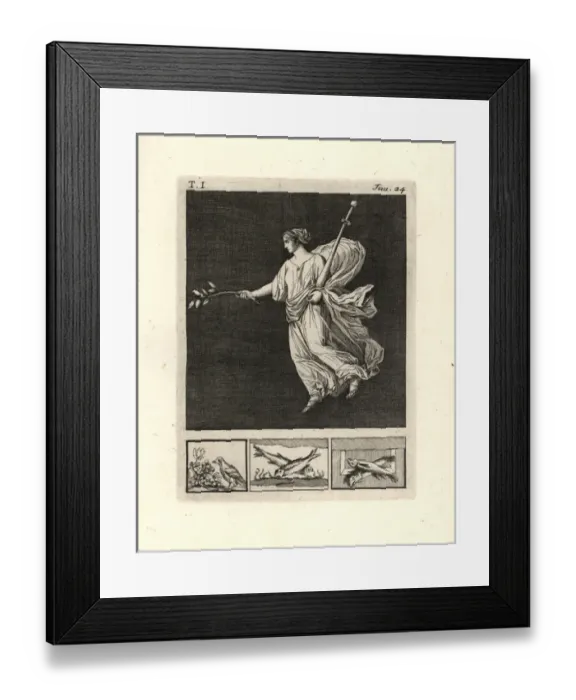 Framed Print : Mural of woman with a branch of lemons and a gold sceptre Framed Print : Mural of woman with a branch of lemons and a gold sceptre