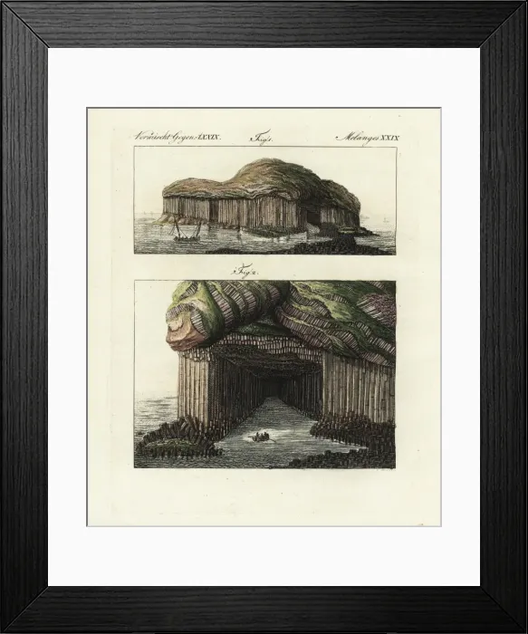 Framed Print : Isle of Staffa and basalt columns at the entrance Framed Print : Isle of Staffa and basalt columns at the entrance