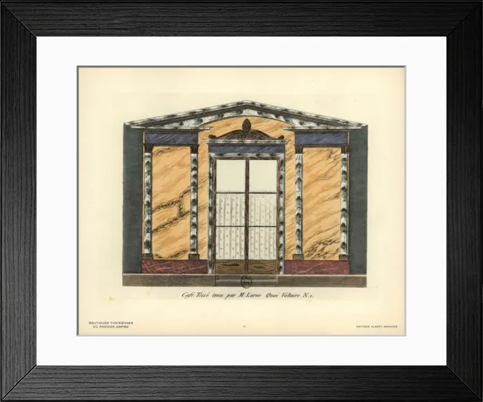 Framed Print : Shopfront of Cafe Tesse, 1 Quai Voltaire, Paris, circa 1800 Framed Print : Shopfront of Cafe Tesse, 1 Quai Voltaire, Paris, circa 1800