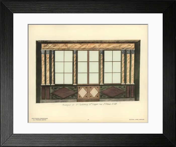 Framed Print : Shopfront of Taillebosqs fabric store, Paris, circa 1800 Framed Print : Shopfront of Taillebosqs fabric store, Paris, circa 1800
