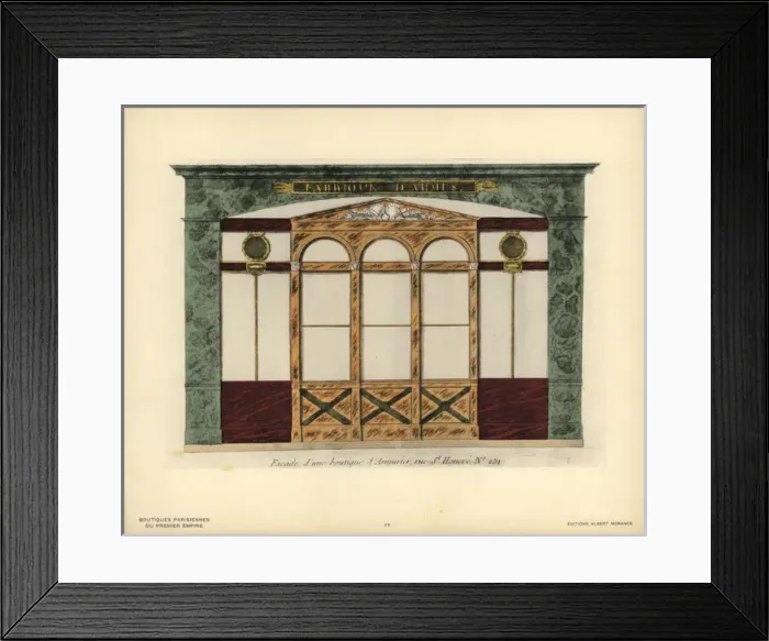 Framed Print : Shopfront of an armorer, 251 rue St Honore Framed Print : Shopfront of an armorer, 251 rue St Honore