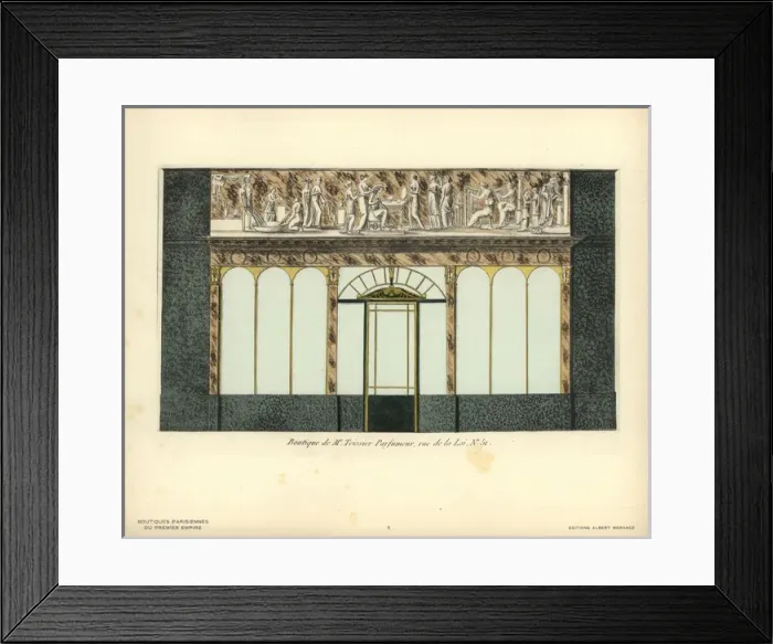 Framed Print : Shopfront to Teissiers Perfumery, Paris, circa 1800 Framed Print : Shopfront to Teissiers Perfumery, Paris, circa 1800