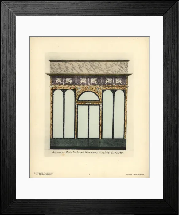 Framed Print : Shopfront of a fashion boutique, Paris, circa 1800 Framed Print : Shopfront of a fashion boutique, Paris, circa 1800