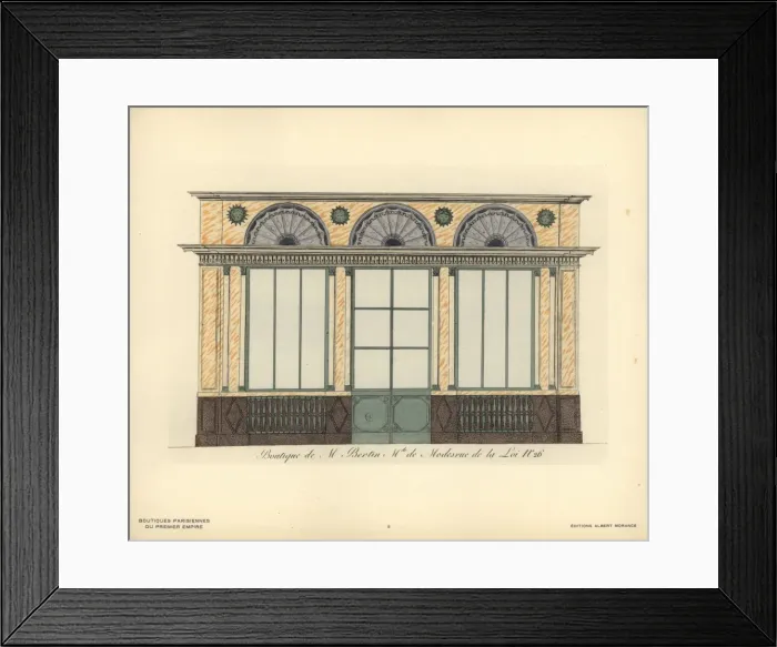 Framed Print : Shopfront of Bertins fashion boutique, Paris, circa 1800 Framed Print : Shopfront of Bertins fashion boutique, Paris, circa 1800