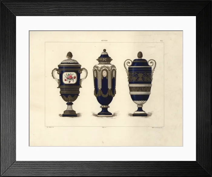 Framed Print : Three Sevres vases with lids Framed Print : Three Sevres vases with lids