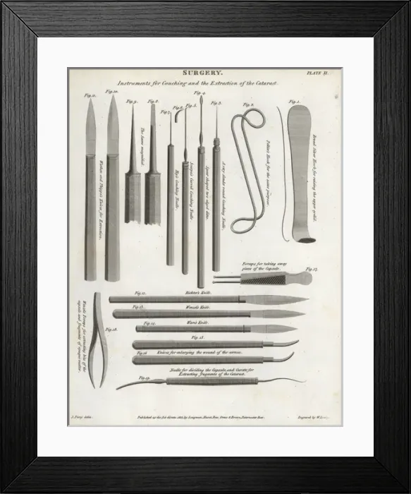 Framed Print : Surgical equipment for couching and the extraction Framed Print : Surgical equipment for couching and the extraction