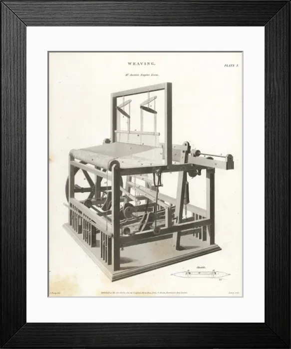 Framed Print : John Austins engine loom and shuttle, 18th century Framed Print : John Austins engine loom and shuttle, 18th century