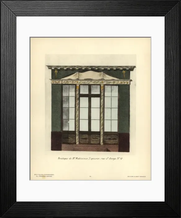 Framed Print : Shopfront of Malezieuxs wallpaper shop, Paris, circa 1800 Framed Print : Shopfront of Malezieuxs wallpaper shop, Paris, circa 1800