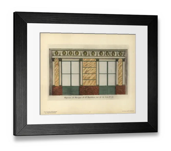 Framed Print : Shopfront of Boieldieus music store, Paris, circa 1800 Framed Print : Shopfront of Boieldieus music store, Paris, circa 1800