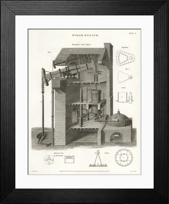 Framed Print : Atmospheric steam engine, elevation, 19th century Framed Print : Atmospheric steam engine, elevation, 19th century