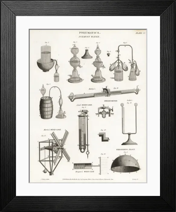 Framed Print : Pneumatics- flasks, thermometers and wind gauges Framed Print : Pneumatics- flasks, thermometers and wind gauges
