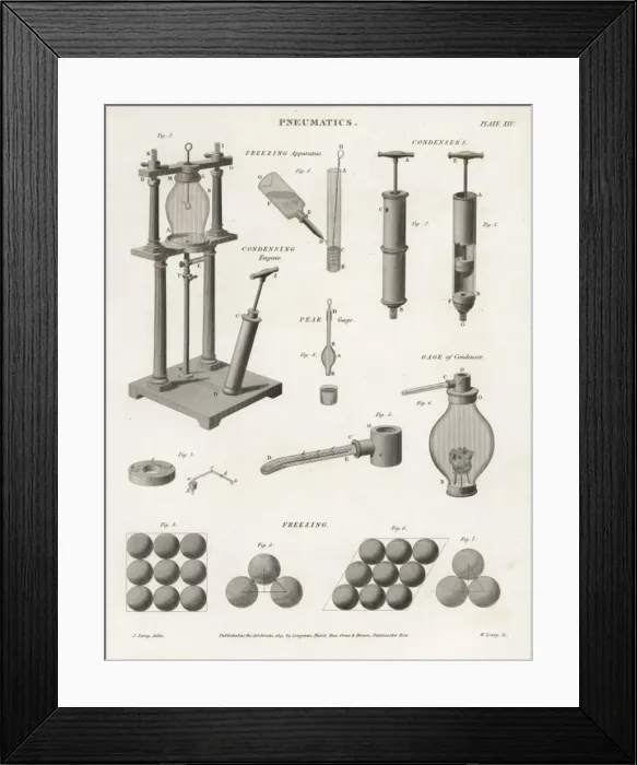 Framed Print : Pneumatics- freezing apparatus, condensers Framed Print : Pneumatics- freezing apparatus, condensers