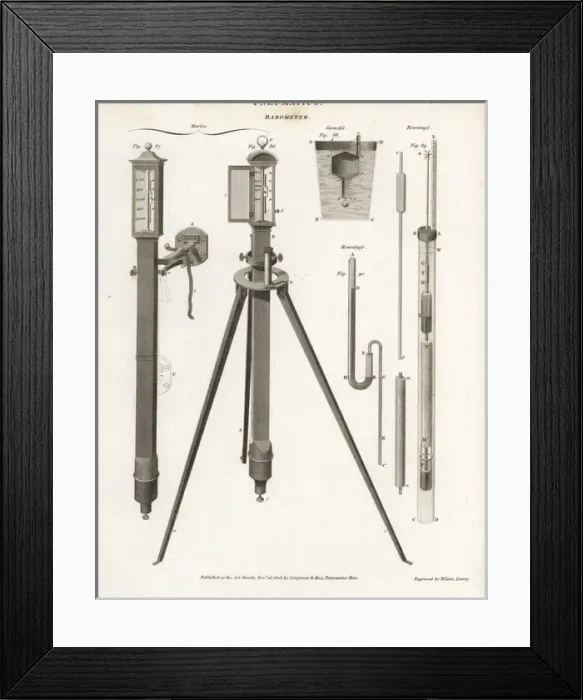 Framed Print : Pneumatics- marine, Caswells and Rownings barometers Framed Print : Pneumatics- marine, Caswells and Rownings barometers