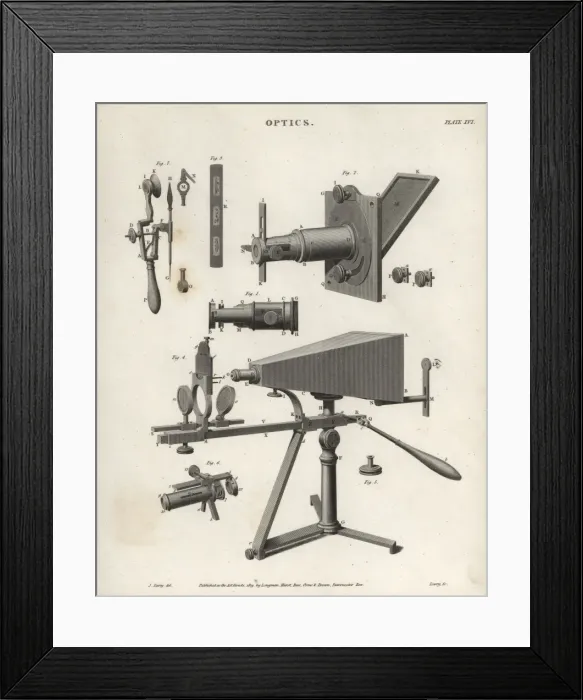 Framed Print : Optical equipment of the 18th century Framed Print : Optical equipment of the 18th century