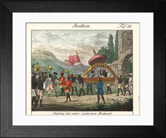 Framed Print : Performance at an Indian wedding with musicians and dancers