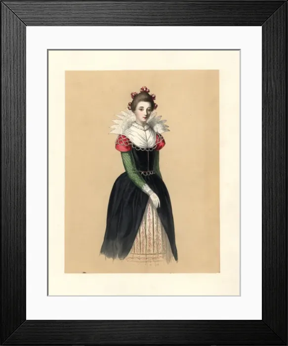 Framed Print : Dress during the Protectorate, 1653-1659, based Framed Print : Dress during the Protectorate, 1653-1659, based