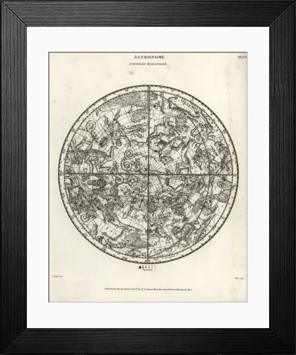 Framed Print : Astronomical chart of the Northern hemisphere Framed Print : Astronomical chart of the Northern hemisphere