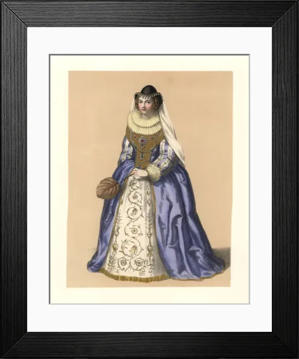 Framed Print : Dress of the reign of James I, 1601-1625, based Framed Print : Dress of the reign of James I, 1601-1625, based