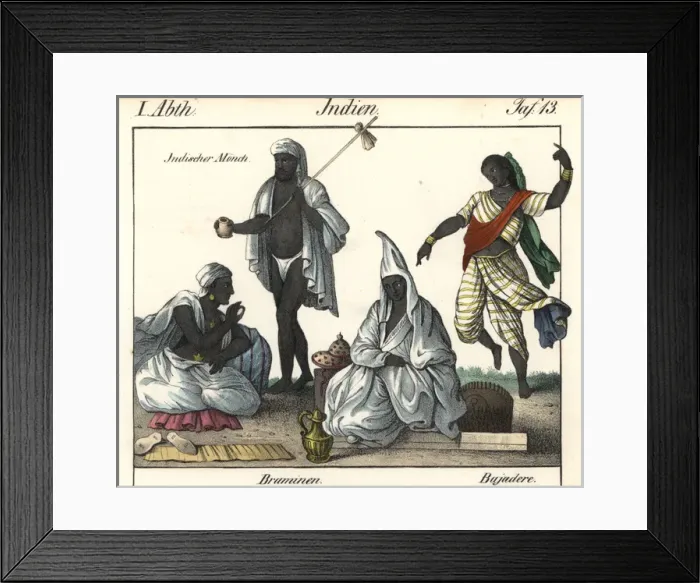 Framed Print : Indian monk, two Brahmin and temple dancer Framed Print : Indian monk, two Brahmin and temple dancer