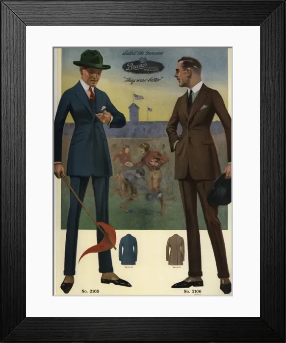 Framed Print : Mens single-breasted suits from the 1920s Framed Print : Mens single-breasted suits from the 1920s