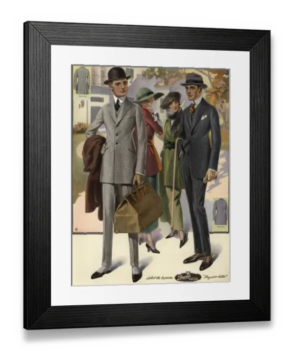 Framed Print : Mens single-breasted suits from the 1920s Framed Print : Mens single-breasted suits from the 1920s