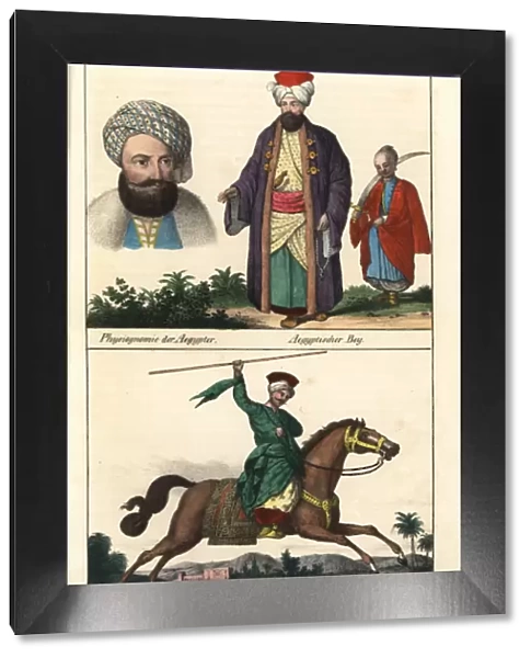 Egyptian chieftain in turban and robes, and a Mamluk warrior