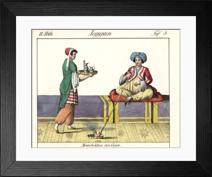 Framed Print : Mamluk woman smoking a long tobacco pipe Framed Print : Mamluk woman smoking a long tobacco pipe