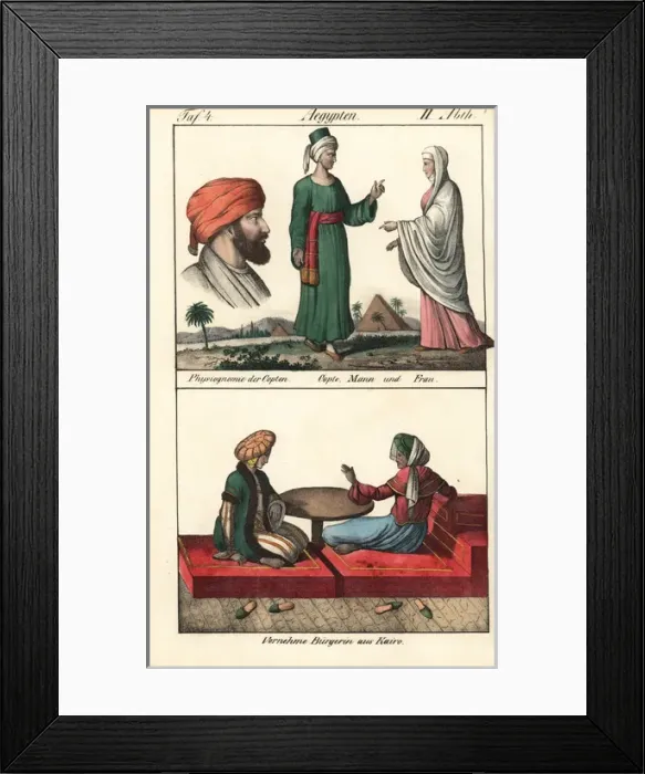 Framed Print : Coptic man and woman in front of the pyramids Framed Print : Coptic man and woman in front of the pyramids