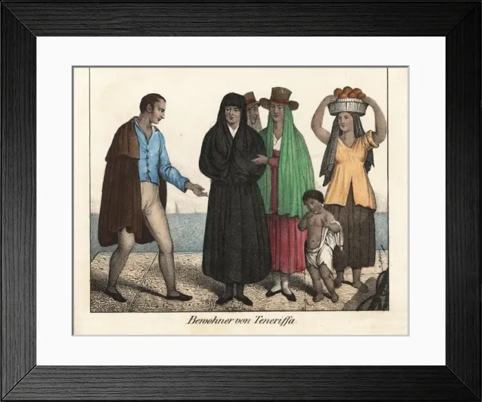 Framed Print : Costumes of men and women of Tenerife, Canary Islands Framed Print : Costumes of men and women of Tenerife, Canary Islands