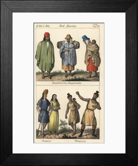 Framed Print : Natives of New Granada, Peruvian man and Patagonians Framed Print : Natives of New Granada, Peruvian man and Patagonians