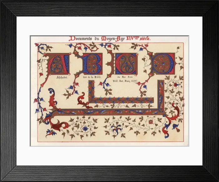 Framed Print : Alphabet from the illuminated Bible of King John Framed Print : Alphabet from the illuminated Bible of King John