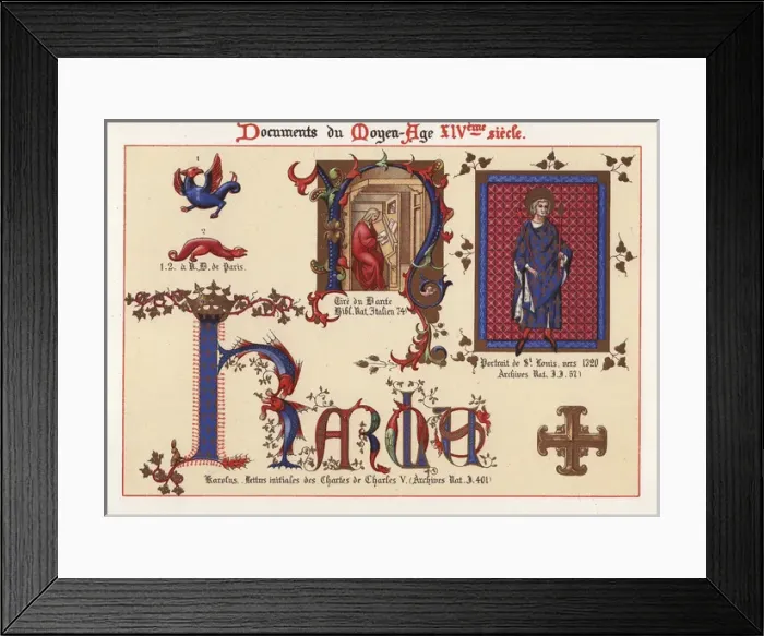 Framed Print : Mythical creatures, Karolus initial letters Framed Print : Mythical creatures, Karolus initial letters